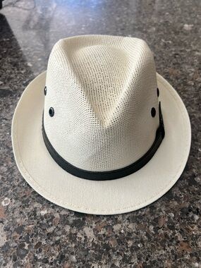 Pau Charlie Cream Straw Fedora with Black Band